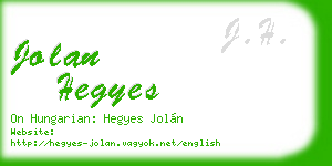 jolan hegyes business card