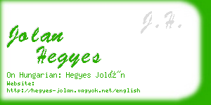 jolan hegyes business card